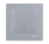 EXEN Interrupteur Permutateur Simple Complet avec Cadre Simple KARELL Argent - Ensemble Cadre 1 Poste + Interrupteur d’Éclairage Encastré - All-in-One