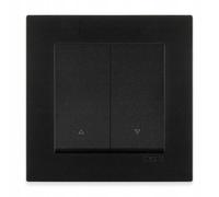 EXEN Interrupteur pour Volets Roulants Double Complet avec Cadre Simple KARELL Noir - Ensemble Cadre 1 Poste + Interrupteur de Commande pour Volets Roulants Encastré - All-in-One