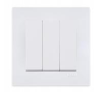 EXEN Interrupteur Triple à Trois Positions Complet avec Cadre Simple KARELL Blanc - Ensemble Cadre 1 Poste + Interrupteur d’Éclairage Triple Encastré - All-in-One