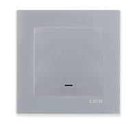 EXEN Interrupteur Unipolaire Simple avec Éclairage LED Complet avec Cadre Simple KARELL Argent - Ensemble Cadre 1 Poste + Interrupteur d’Éclairage Encastré - All-in-One