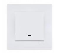 EXEN Interrupteur Unipolaire Simple avec Éclairage LED Complet avec Cadre Simple KARELL Blanc - Ensemble Cadre 1 Poste + Interrupteur d’Éclairage Encastré - All-in-One