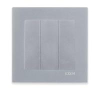 EXEN Interrupteur Unipolaire Simple Complet avec Cadre Simple KARELL Argent - Ensemble Cadre 1 Poste + Interrupteur d’Éclairage Encastré - All-in-One