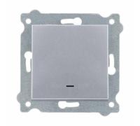 EXEN - Interrupteur va-et-Vient avec LED 1 Voie Argent - Simple Interrupteur avec Voyant Intégré Encastrable 10A 250V - All-in-One Compatible avec les Séries KARELL/ODAK/COMFORT - 210/10E