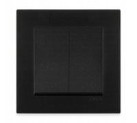 EXEN Interrupteur Va-et-Vient Double Complet avec Cadre Simple KARELL Noir - Ensemble Cadre 1 Poste + Interrupteur Double Va-et-Vient Encastré (2 circuits) - All-in-One