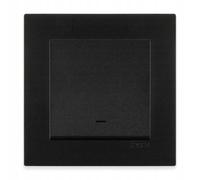 EXEN Interrupteur Va-et-Vient Simple avec Éclairage LED Complet avec Cadre Simple KARELL Noir - Ensemble Cadre 1 Poste + Interrupteur d’Éclairage Va-et-Vient Encastré - All-in-One