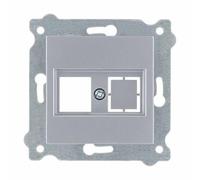 EXEN - Plaque Frontale Murale Encastrée Argent Sans Connecteur - Pour Prises Réseau RJ45, USB, HDMI, SAT - Compatible avec Les Séries KARELL/ODAK/COMFORT - 255/10E