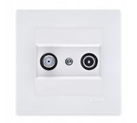 EXEN Prise d’Antenne TV-SAT Terminale Complète avec Cadre Simple KARELL Blanc - Ensemble Cadre 1 Poste + Prise Terminale Encastrée