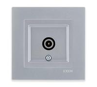 EXEN Prise d’Antenne TV Terminale avec Filtration Complète avec Cadre Simple KARELL Argent - Ensemble Cadre 1 Poste + Prise Terminale Encastrée