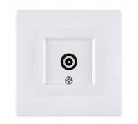 EXEN Prise d’Antenne TV Terminale avec Filtration Complète avec Cadre Simple KARELL Blanc - Ensemble Cadre 1 Poste + Prise Terminale Encastrée