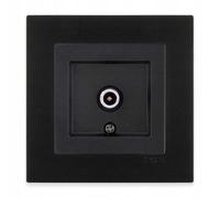 EXEN Prise d’Antenne TV Terminale avec Filtration Complète avec Cadre Simple KARELL Noir - Ensemble Cadre 1 Poste + Prise Terminale Encastrée