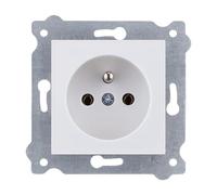 EXEN - Prise de Courant Encastrée Blanc Type E 16A 250V avec Terre - Prise Électrique Murale pour Maison, Bureau - Compatible avec Les Séries KARELL/ODAK/COMFORT - 241/01E