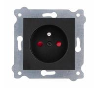 EXEN - Prise de Courant Noir Métallique Encastrée Type E 16A 250V avec Terre et Protection Enfant - Prise Électrique Murale Sécurisée pour Maison, Bureau - Compatible KARELL/ODAK/COMFORT - 242/14E