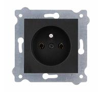 EXEN - Prise de Courant Noir Métallique Encastrée Type E 16A 250V avec Terre - Prise Électrique Murale pour Maison, Bureau - Compatible avec Les Séries KARELL/ODAK/COMFORT - 241/14E