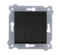 EXEN - Triple Interrupteur Mural Encastrable 3 Voies Bascule Noir Métallisé - Interrupteur Électrique 10A 250V pour Intérieur Maison, Bureau - All-in-One Compatible KARELL/ODAK/COMFORT -213/14E