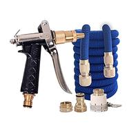 EXENXA Tuyau d'arrosage 3 fois haute pression pour lavage de voiture - Drainage automatique - Gain de place - 7,6 m/15,2 m/25 m/30 m - Bleu (30,5 m) (7,6 m)