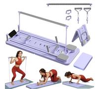 ExeractFit Mini Reformer Pilates Kit avec Barre de Pilate et Bandes de Résistance, Pilates Board Planche Pilate Maison Multifonctionnel Rouleau Abdominaux Équipement d'entraînement(Violet)