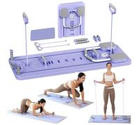 ExeractFit Pilates Board - 2025 Upgraded Pliable Pilates Reformer Machine Maison Planche Pilate Kit Multifonction Planche Fitness Roulette Abdominale Rebond Automatique(Violet)