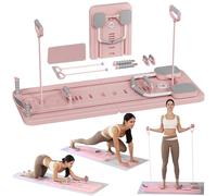 ExeractFit Pilates Board - 2025 Upgraded Pliable Pilates Reformer Machine Maison Planche Pilate Kit Multifonction Planche Fitness Roulette Abdominale Rebond Automatique(Rose)