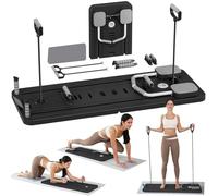 ExeractFit Pilates Board - 2025 Upgraded Pliable Pilates Reformer Machine Maison Planche Pilate Kit Multifonction Planche Fitness Roulette Abdominale Rebond Automatique(Noir)