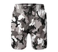 Exercice Shorts Camouflage Gris Maillot De Bain Confortable Beach Shorts Doublure en Maille Pant Court De Sport pour Surf, Beach, Summer 3XL