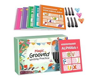 Exercices d'Écriture pour - Feuille d'Apprentissage à Rainures Réutilisable | avec Prises de Stylo Cahier de Pratique d'Écriture - pour Préscolaire Maternelle Garçons Filles