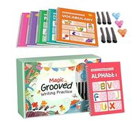 Exercices d'écriture pour , page réutilisable avec rainures pour | Livre d'écriture pratique avec poignées pour enfants d'âge préscolaire, maternelle et enfance