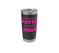 Exercise Your Faith, Walk With JESUS: Inspiring Christian Gobelet isotherme en acier inoxydable double paroi