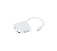 exertis Connect - Adaptateur audio/vidéo - Mini DisplayPort mâle pour HD-15 (VGA), DVI-I, HDMI femelle - 25 cm - blanc - support 1080p, support 1920