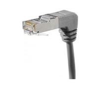 Cordon RJ45 catégorie 6A S/FTP coudé bas gris - 2 m
