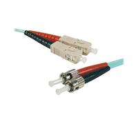 exertis Connect - Cordon de raccordement - SC/UPC multimode (M) pour ST/UPC multimode (M) - 3 m - 2 mm - fibre optique - duplex - 50 / 125 microns - OM3 - sans halogène - turquoise