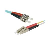 exertis Connect - Cordon de raccordement - ST/UPC multimode (M) pour LC/UPC multimode (M) - 1 m - 2 mm - fibre optique - duplex - 50 / 125 microns - OM3 - sans halogène - turquoise