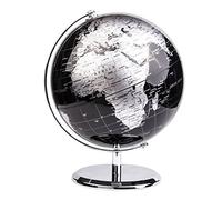 Exerz 20cm Globe Métallique Noir - en Anglais - Décoration de Bureau Éducationnel/géographique/Moderne - avec Base en métal - Diamètre: 20cm