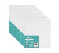 Exerz 20x20cm Panneaux de Toile 12pcs, Cartons entoilés, Tableaux en Toile à Peindre, 3mm d'épaisseur 280GSM, 100% Coton,Vierge, Triple apprêt, Sans Acide, Grain Moyen