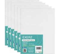 Exerz 24x30cm Panneaux De Toile 6pcs, 3mm Cartons Entoilés, Toile À Peindre - 280gsm, 100% Coton, Blanche, Triple Apprêt/Sans Acide/Grain Moyen - Huile Gouache Acrylique