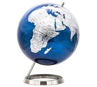 Exerz 25cm Globe Bleu Métallique - en Anglais - Décoration de bureau Éducationnel/géographique/moderne - avec base en métal - Diamètre: 25cm