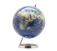 EXERZ 25cm Globe en Anglais - Décoration de Bureau Éducationnel/géographique/Moderne - avec Base en métal - Bleu