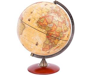 Exerz 30cm Globe Antique avec Une Base en Bois - Carte en Anglais -Décoration éducative/géographique - Carte Morden avec couleur antique - Globe Terrestre Diamètre 30cm