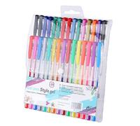 EXERZ 30pcs Stylos à Gel en Couleur dans un Portefeuille en Plastique, stylo à bille à l'encre fine, comprend des stylos des pailletées, néons, métalliques et classiques