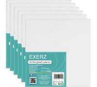 Exerz 30x30cm Panneaux De Toile 6pcs, 3mm Cartons Entoilés, Toile À Peindre, 280gsm 100% Coton, Blanche, Triple Apprêt, Sans Acide, Grain Moyen,Peinture - Huile/Gouache/Acrylique