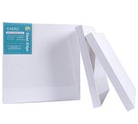 EXERZ 40x40cm Toiles Encadrées Bord Profond 4 Pièces- 3,8CM D'épaisseur 380GSM 3D Châssis entoilé, 100% Coton, Triple Apprêt, Sans Acide, Grain Moyen, Peinture Acrylique, À L'huile