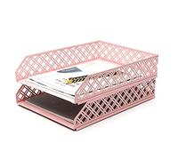 Exerz bacs à Lettres 2 pièces trieur de Papier empilable/Organisateur de Bureau/bac de classement pour Bureau - Support de classement en métal en Treillis métallique - Bureau, école, étude à Domicile