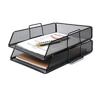 EXERZ Corbeilles à courrier 2 Pièces/Bannette de bureau superposable à mailles métalliques/organisateur multifonctionnel/support de fichier pour le bureau, l'école, l'étude