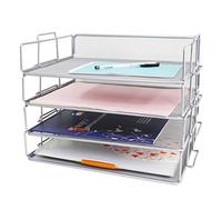 Exerz Corbeilles à courrier 4 Pièces/Bannette de Bureau superposable à Mailles métalliques/Organisateur Multifonctionnel/Support de fichier pour Le Bureau, l'école, l'étude