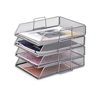 Exerz Corbeilles à courrier 4 Pièces/Bannette de Bureau superposable à Mailles métalliques/Organisateur Multifonctionnel/Support de fichier pour Le Bureau, l'école, l'étude