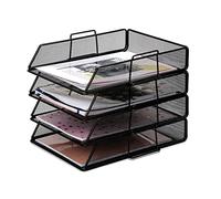 Exerz Corbeilles à courrier 4 Pièces/Bannette de Bureau superposable à Mailles métalliques/Organisateur Multifonctionnel/Support de fichier pour Le Bureau, l'école, l'étude