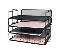 Exerz Corbeilles à courrier 4 Pièces/Bannette de Bureau superposable à Mailles métalliques/Organisateur Multifonctionnel/Support de fichier pour Le Bureau, l'école, l'étude