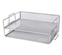 Exerz Corbeilles à courrier 2 Pièces/Bannette de Bureau superposable à Mailles métalliques/Organisateur Multifonctionnel/Support de fichier pour Le Bureau, l'école, l'étude - EX62005 Argent (Argent)