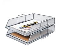 Exerz EX63574-2SLV Lot de 2 trieurs de Papier/Plateau/Organiseur de Bureau/Porte-dossiers en Maille métallique Multifonction pour Bureau, école, étude