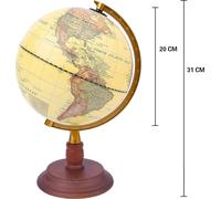 Exerz Globe antique 20 cm avec socle en bois - Carte anglaise