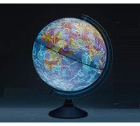 EXERZ Globe lumineux 21 cm avec éclairage LED sans câble jour et nuit - Carte du monde en anglais - Carte politique/étoiles de la constellation, globe de 21 cm (nuit de la constellation)